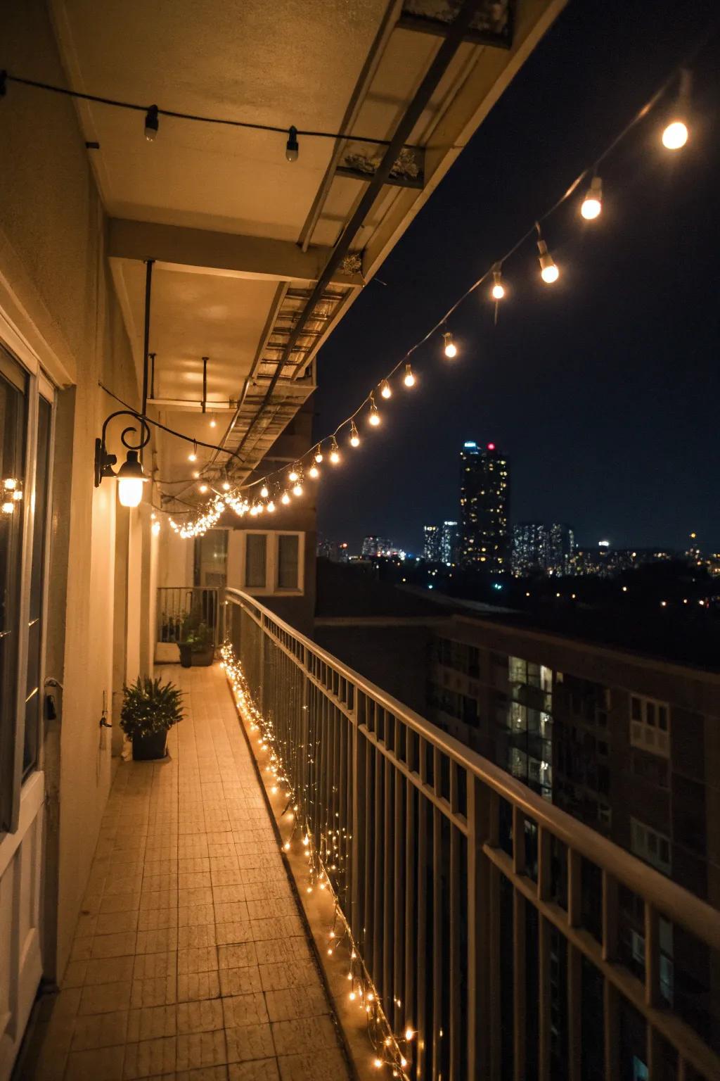 Radiance ribbons cast an affectionate and captivating luminescence upon this terrace.