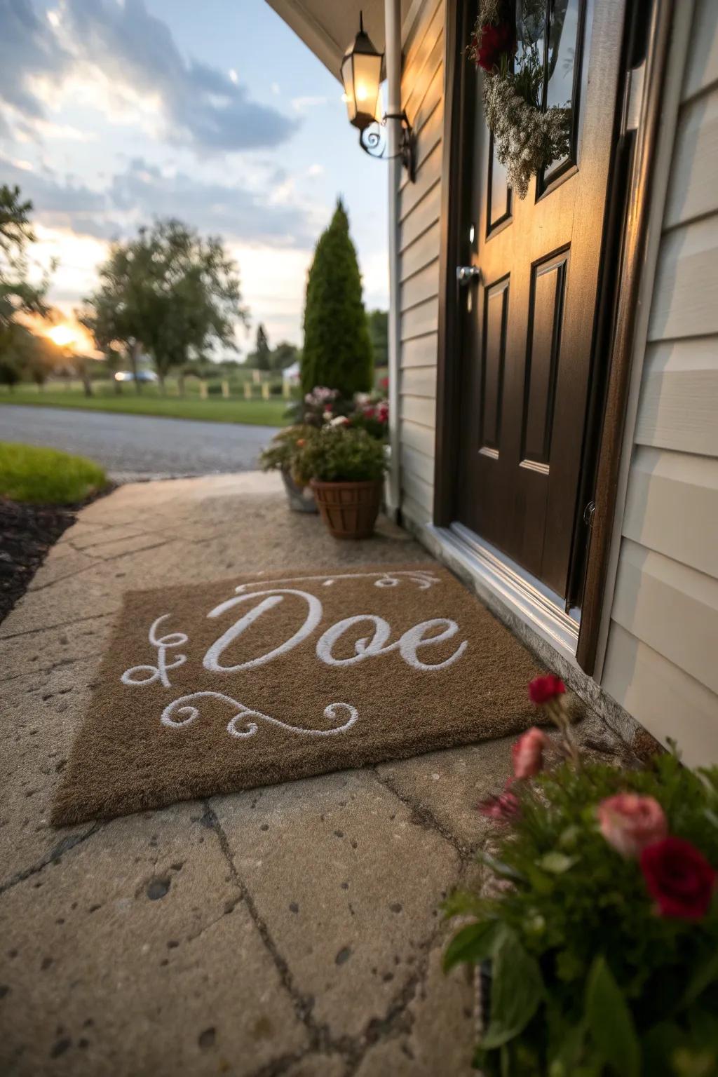 A hand-painted entry mat can greet visitors with your individual style.