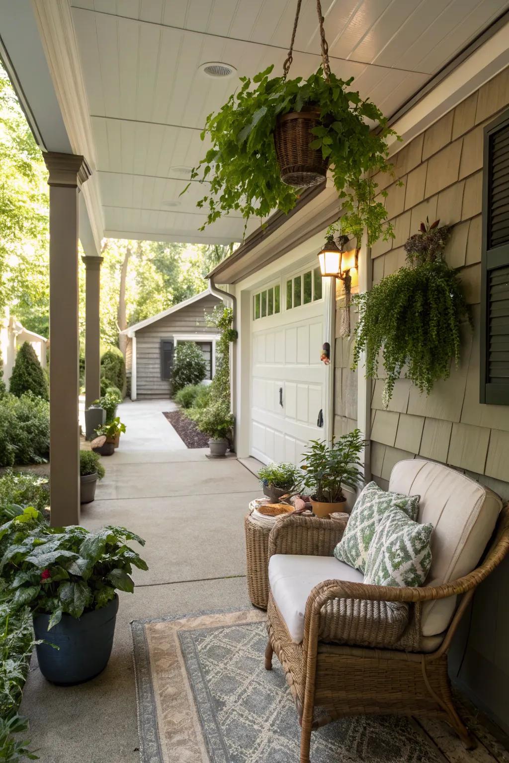 A breezeway delivering a snug and efficient connection linking the home and garage.