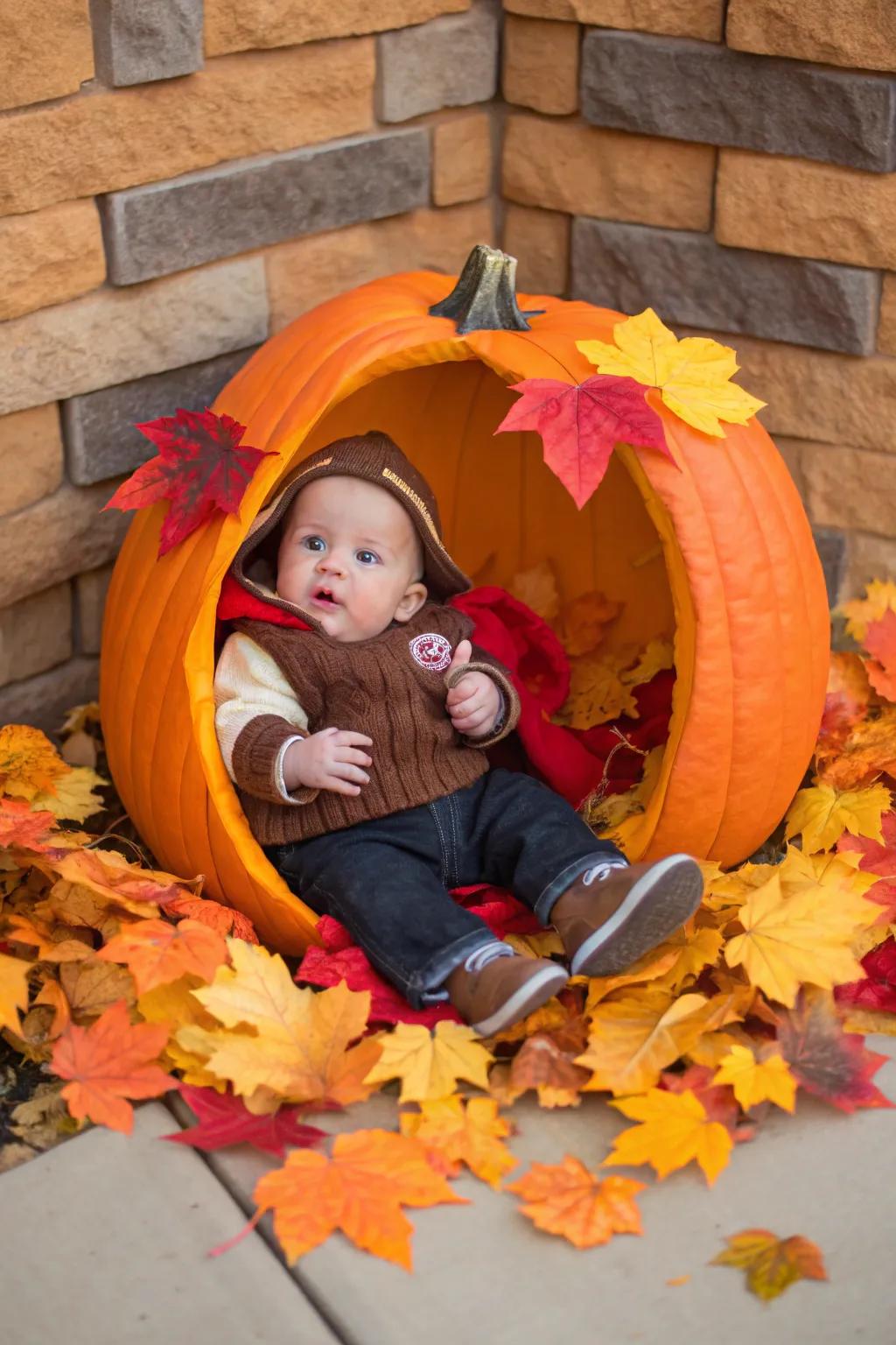Capture adorable memories with your baby in a pumpkin.