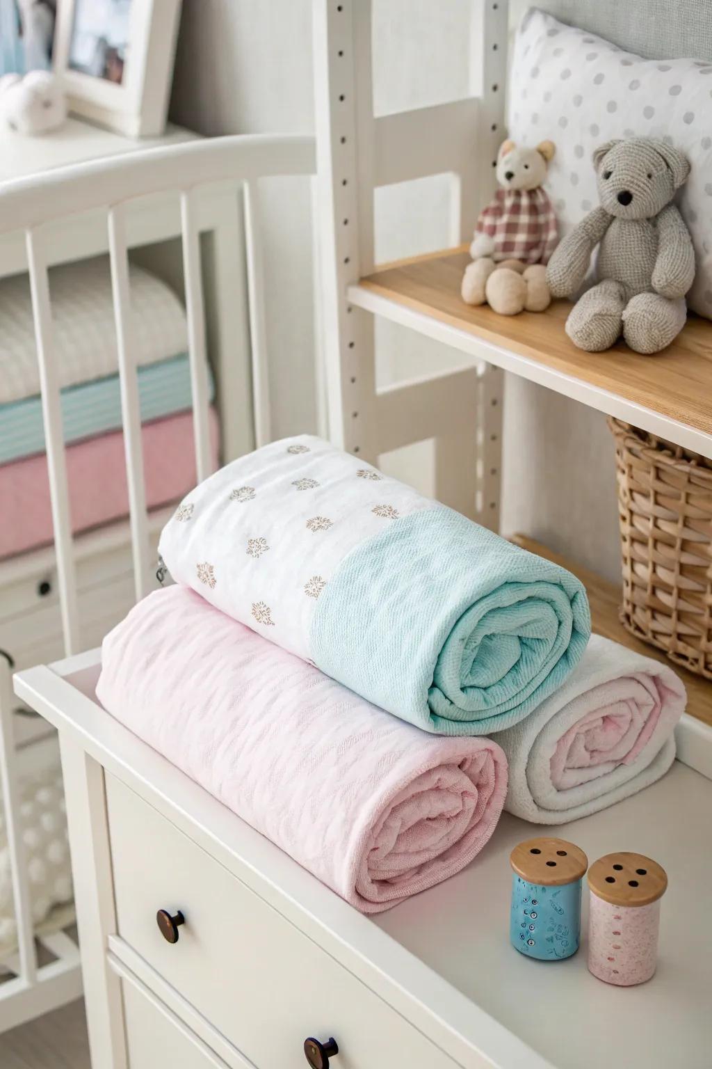 A neatly arranged comfort wrap, ready for use.