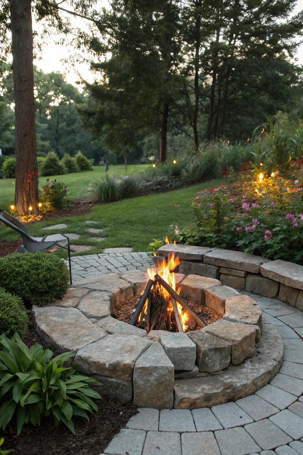 Create a welcoming bonfire pit as the centerpiece of your party.