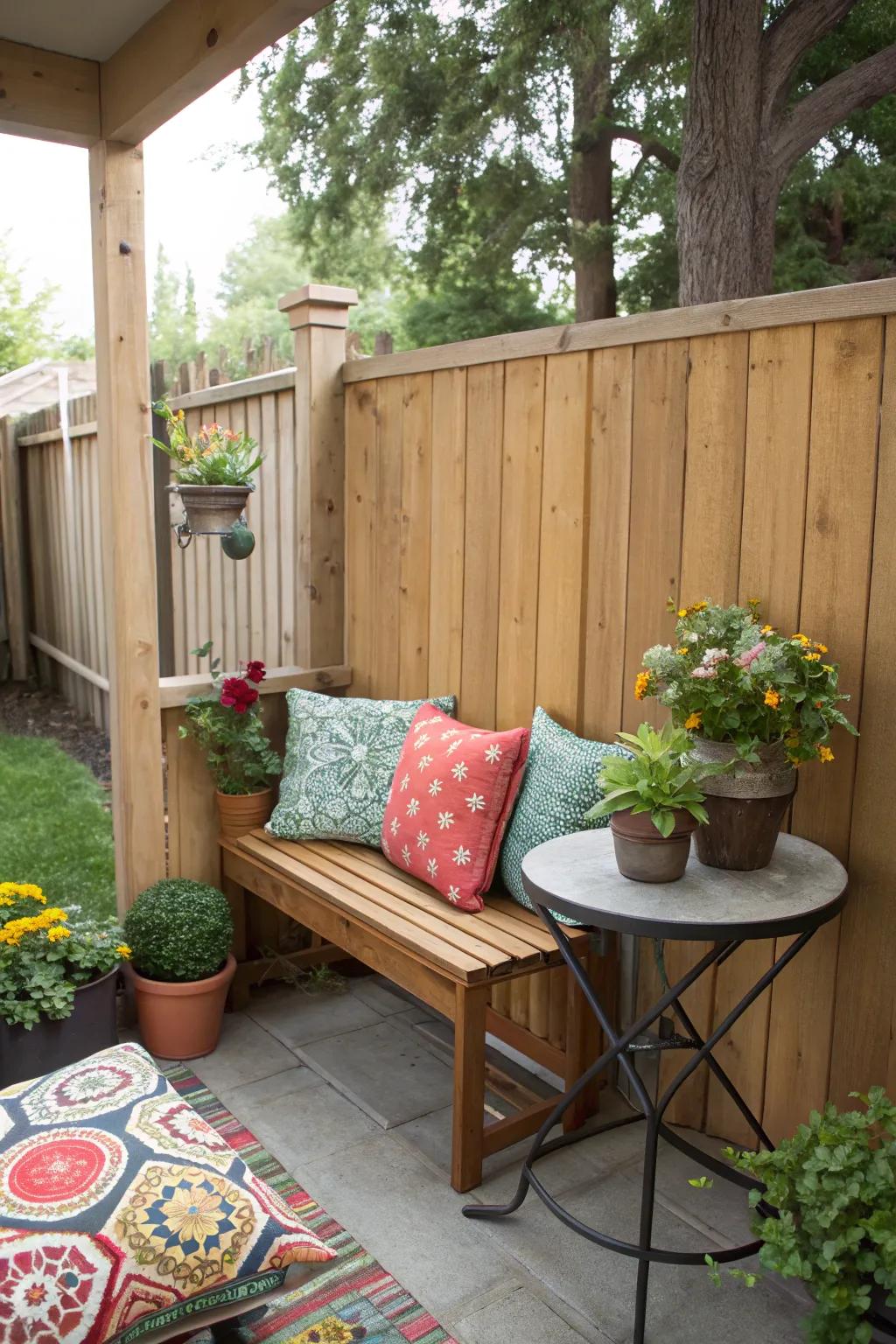 An intimate corner ideal for unwinding and appreciating the great outdoors.