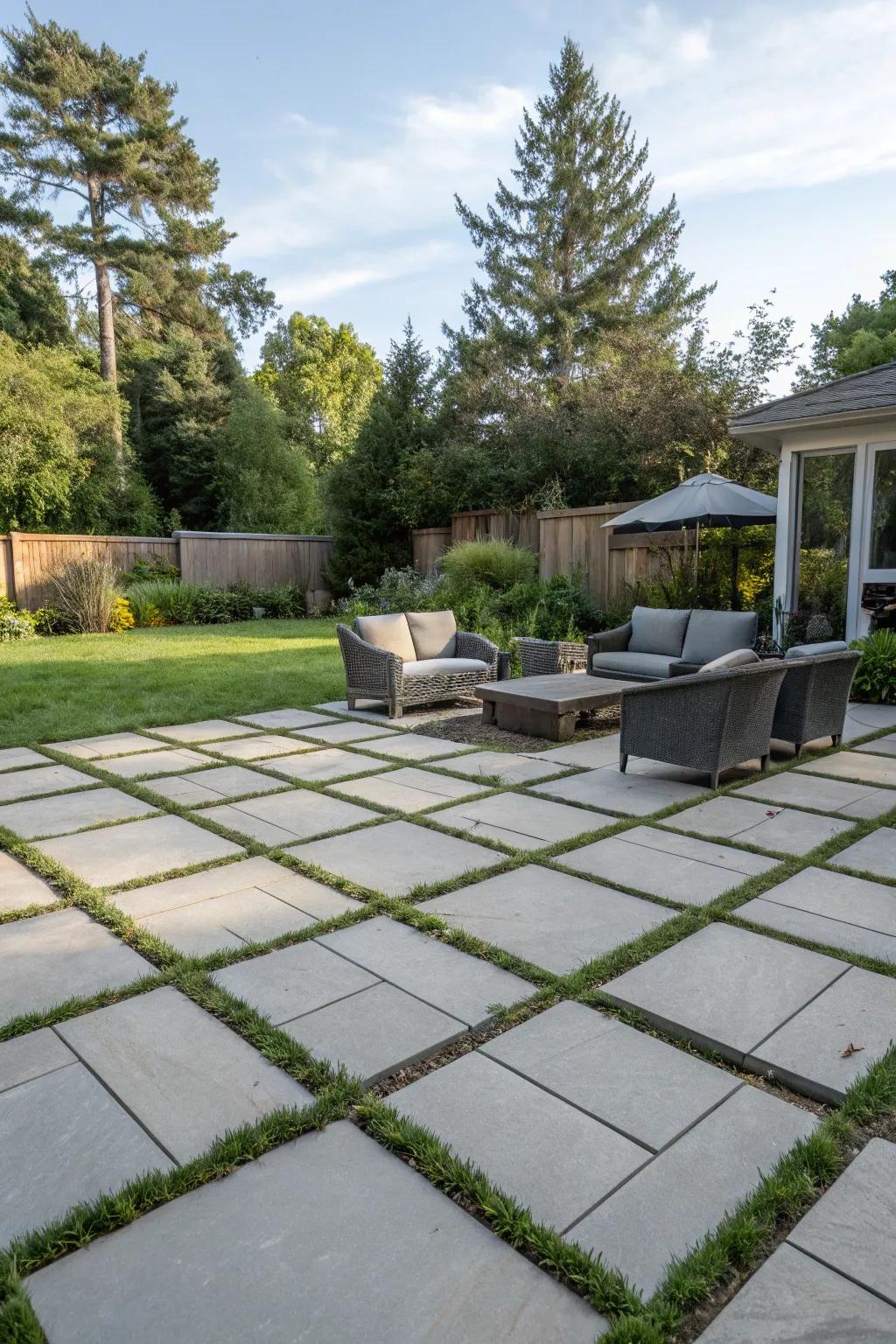 Geometric pavers introduce a modern vibe to any garden.