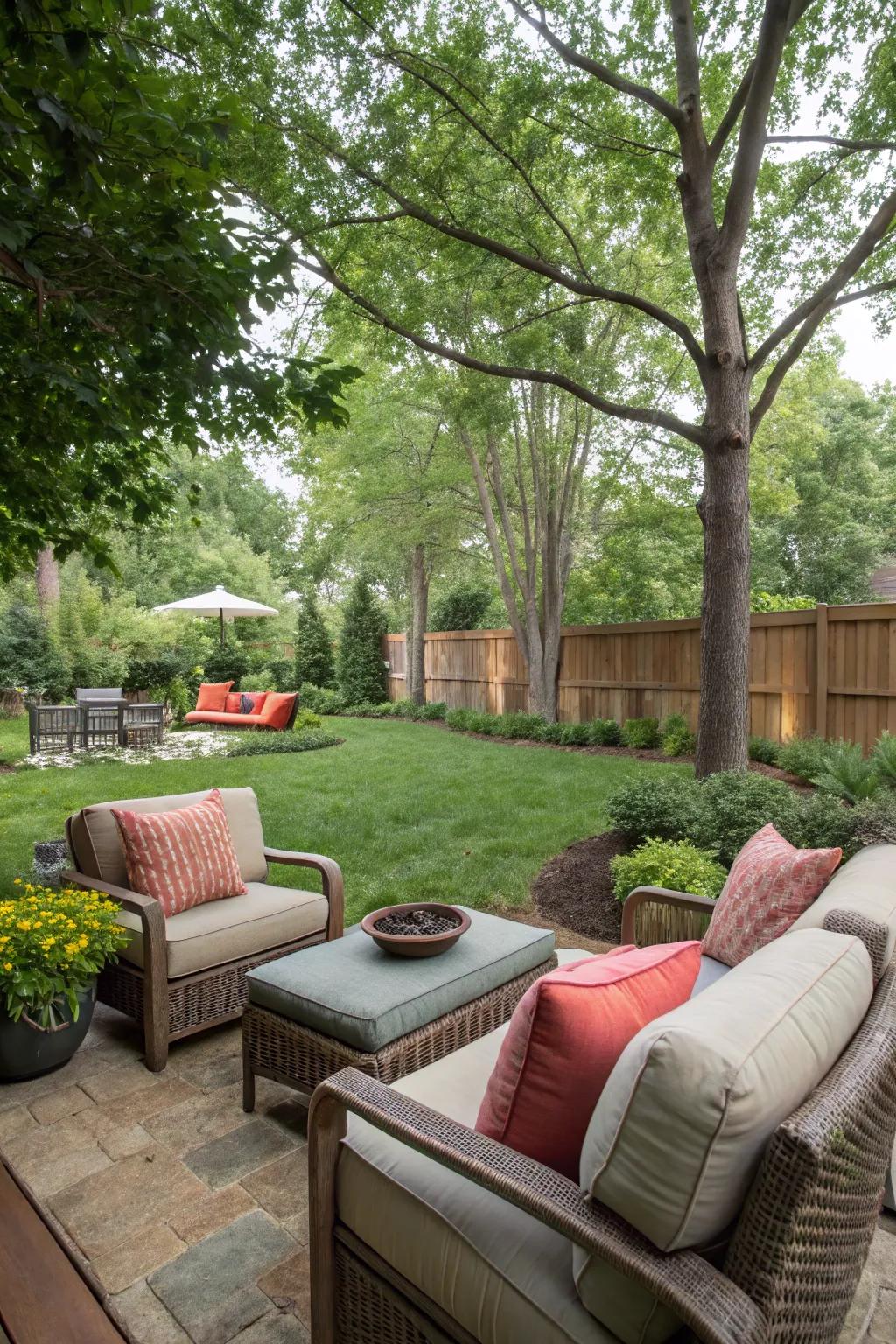 A comfortable seating space turns any backyard into an attractive haven.