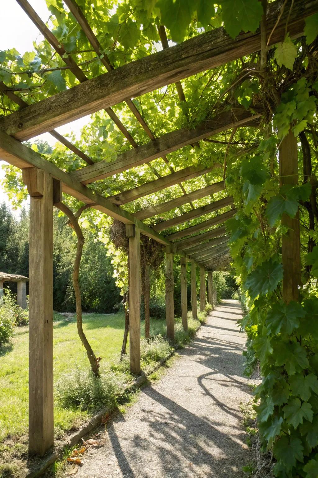 Trellises blend utility with elegance in your vineyard setup.