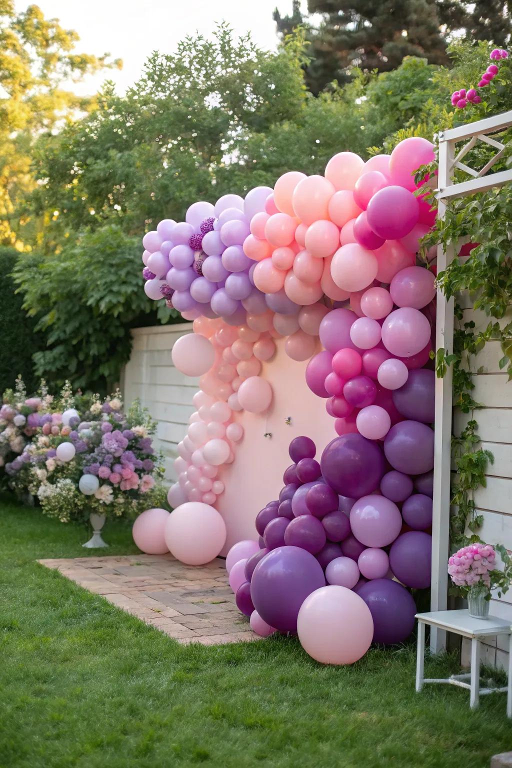 A beautiful gradient ombre balloon wall that can transform any space.