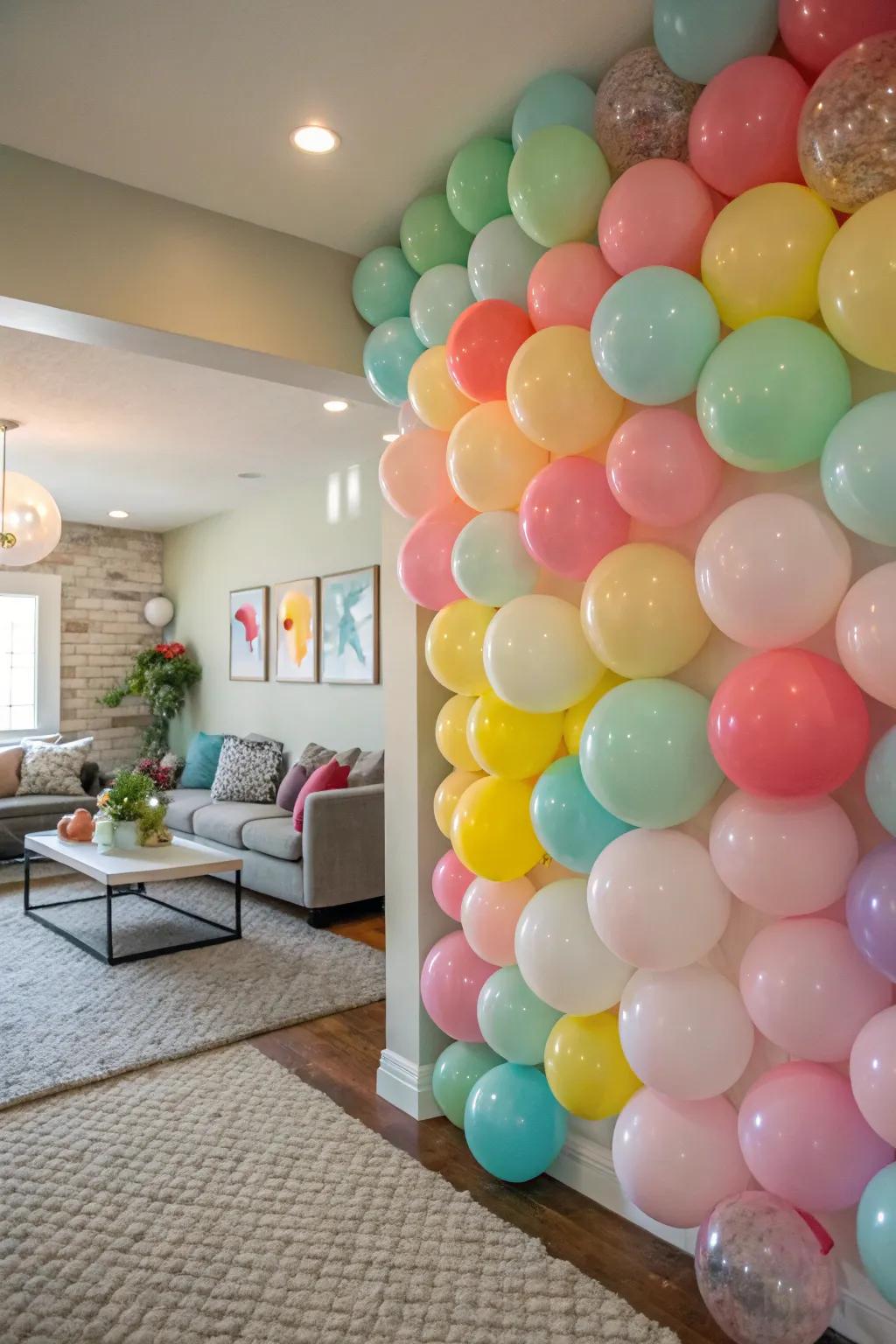 An eye-catching balloon wall backdrop, perfect for any photo opportunity.