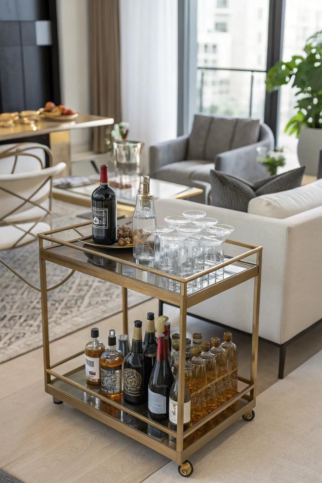A rolling bar solution enhances any gathering with a dash of sophistication.