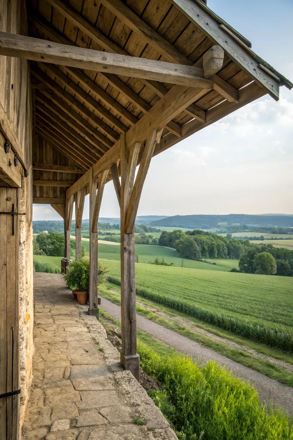 A barn overhang showcasing a classic wood aesthetic that never goes out of style.