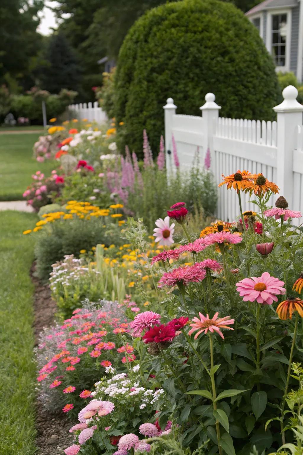 A lively floral arrangement bursting with blooms for every season.