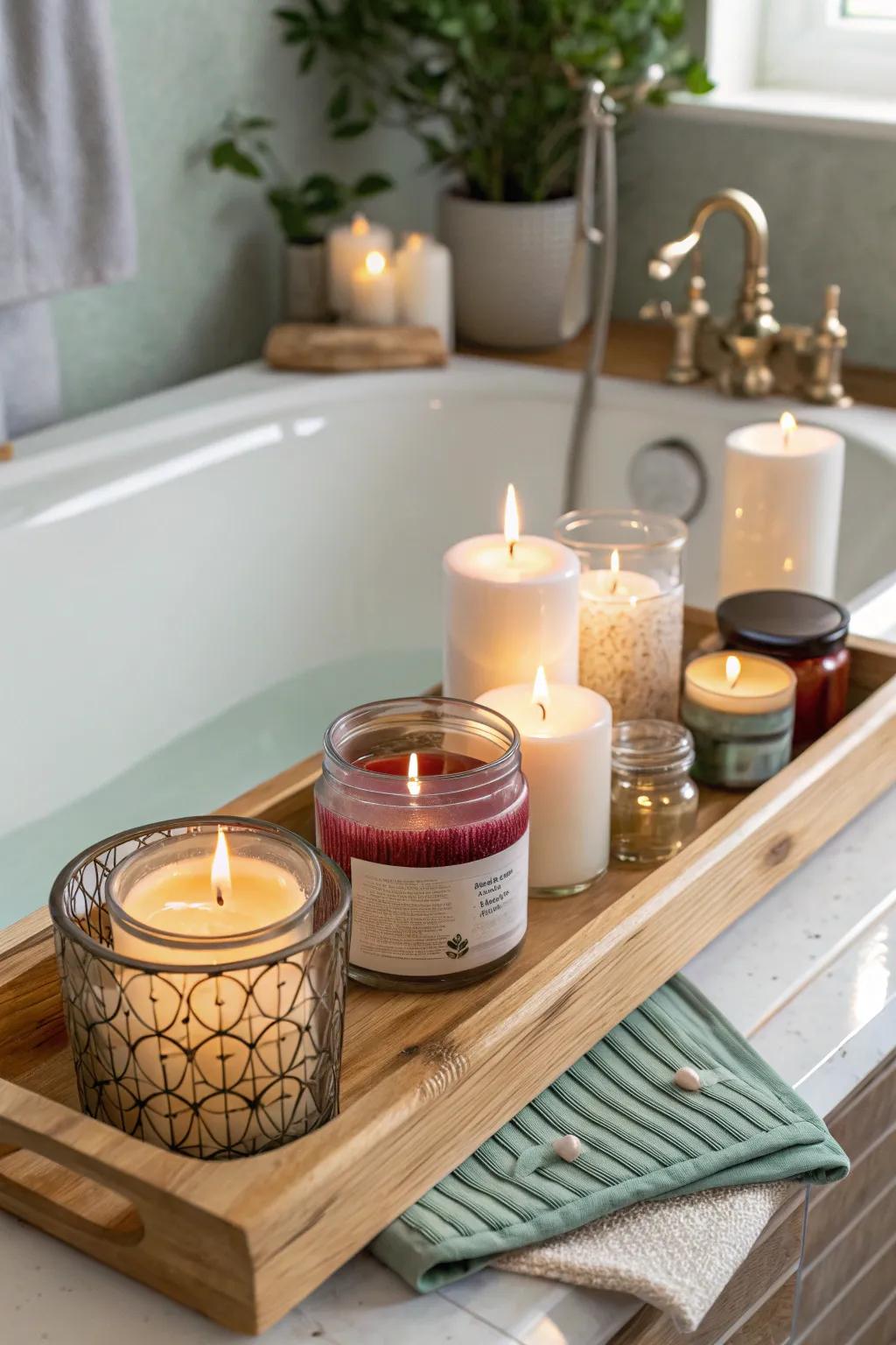 Brighten your bathing indulgence with the tender shimmer of light.
