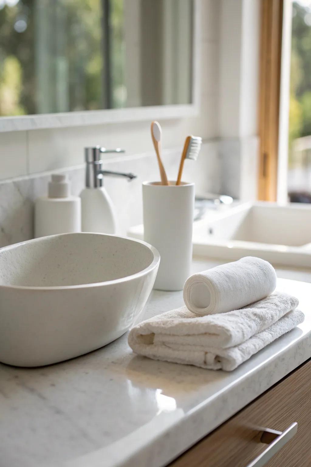 The beauty of simplicity: a minimalist bathroom countertop.