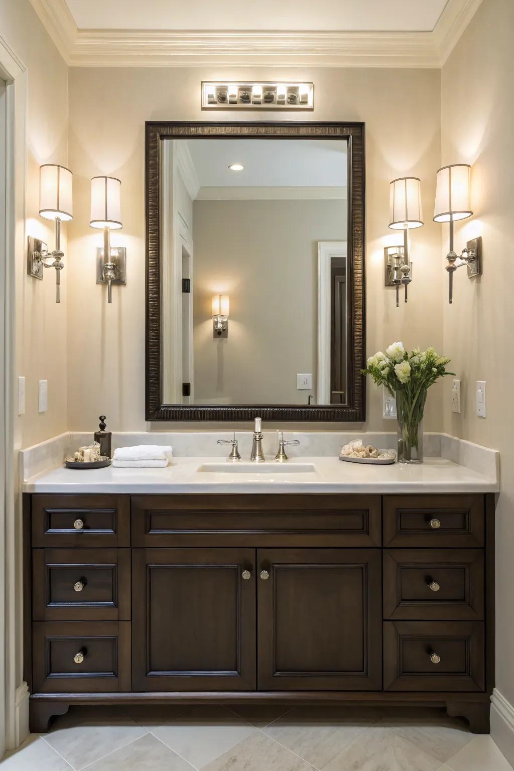 Smartly positioned vanity lights ensuring a perfect start to your day.