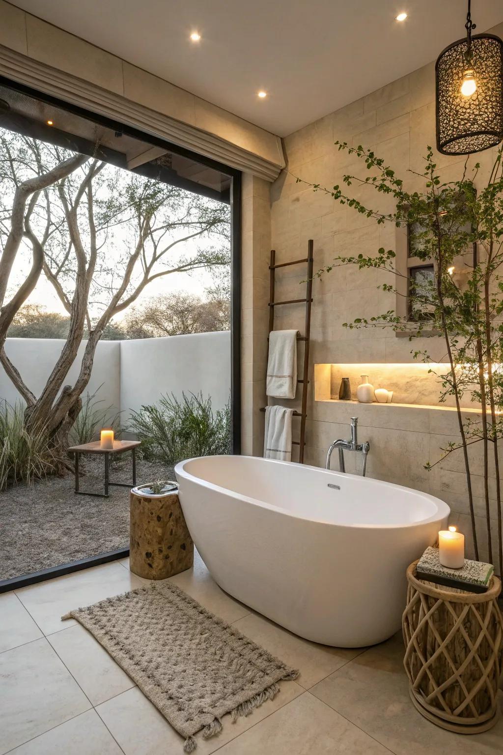 Celebrate the charm of a standalone tub as the centerpiece.