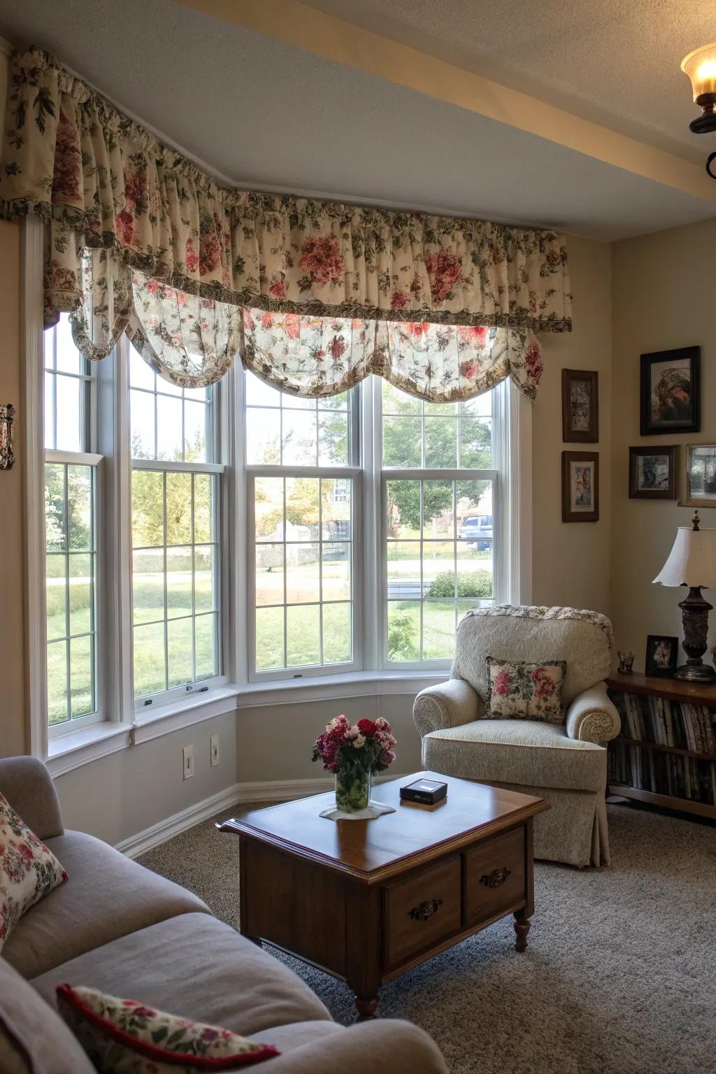 Bold patterns instantly draw the eye to any bay window.