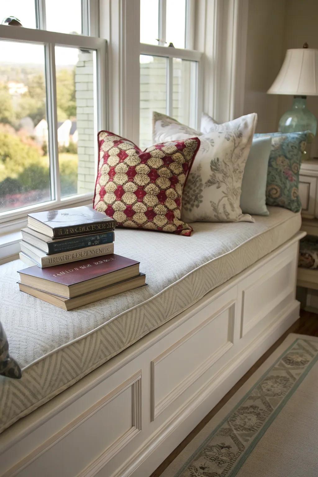 Craft a serene reading spot with a comfortable seat and abundant natural light.