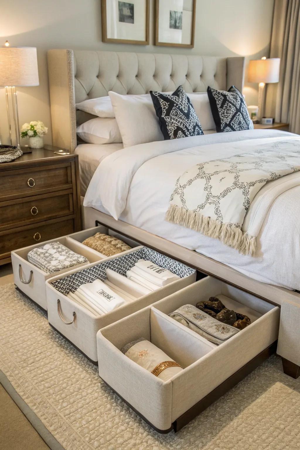 Take full advantage of your bedroom space with smart under-bed storing options.