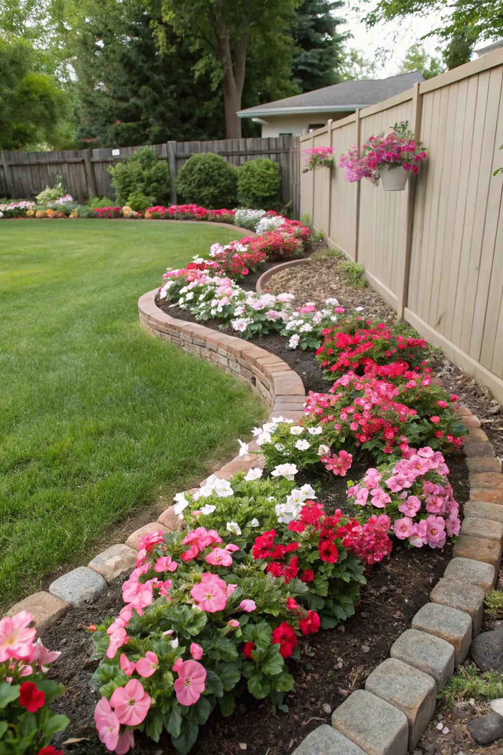 Winding blossomheart borders create a garden space that flows and welcomes.