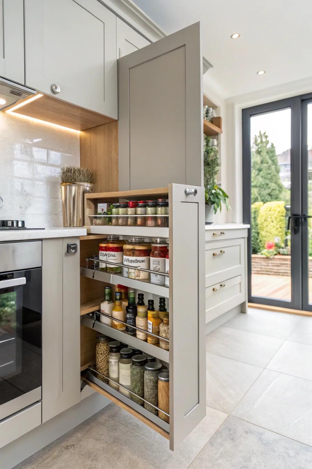 Amplify space with door-mounted spice solutions.