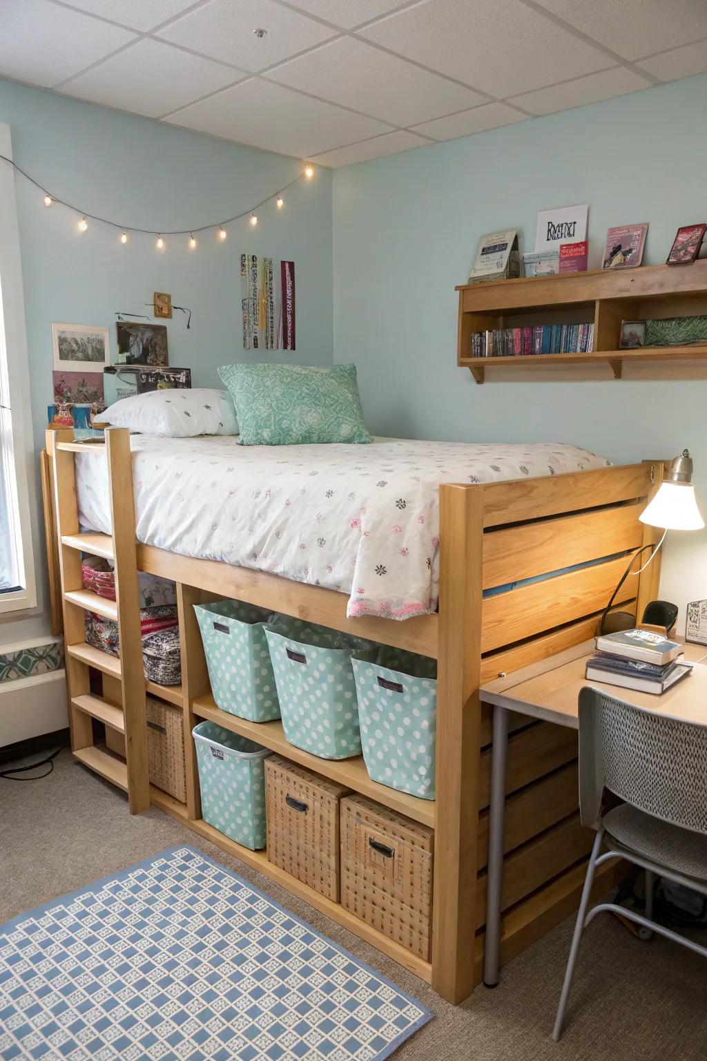 Make the most of your area with under-bed storage setups.