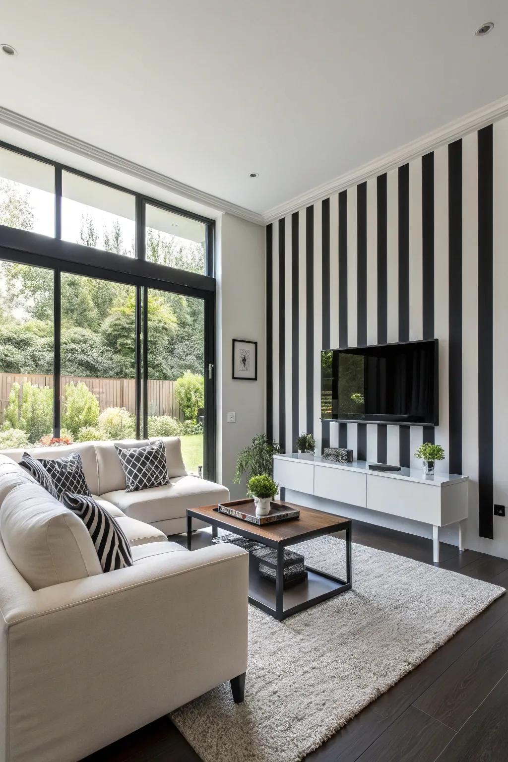 Striking stripes generate a remarkable visual influence in any setting.