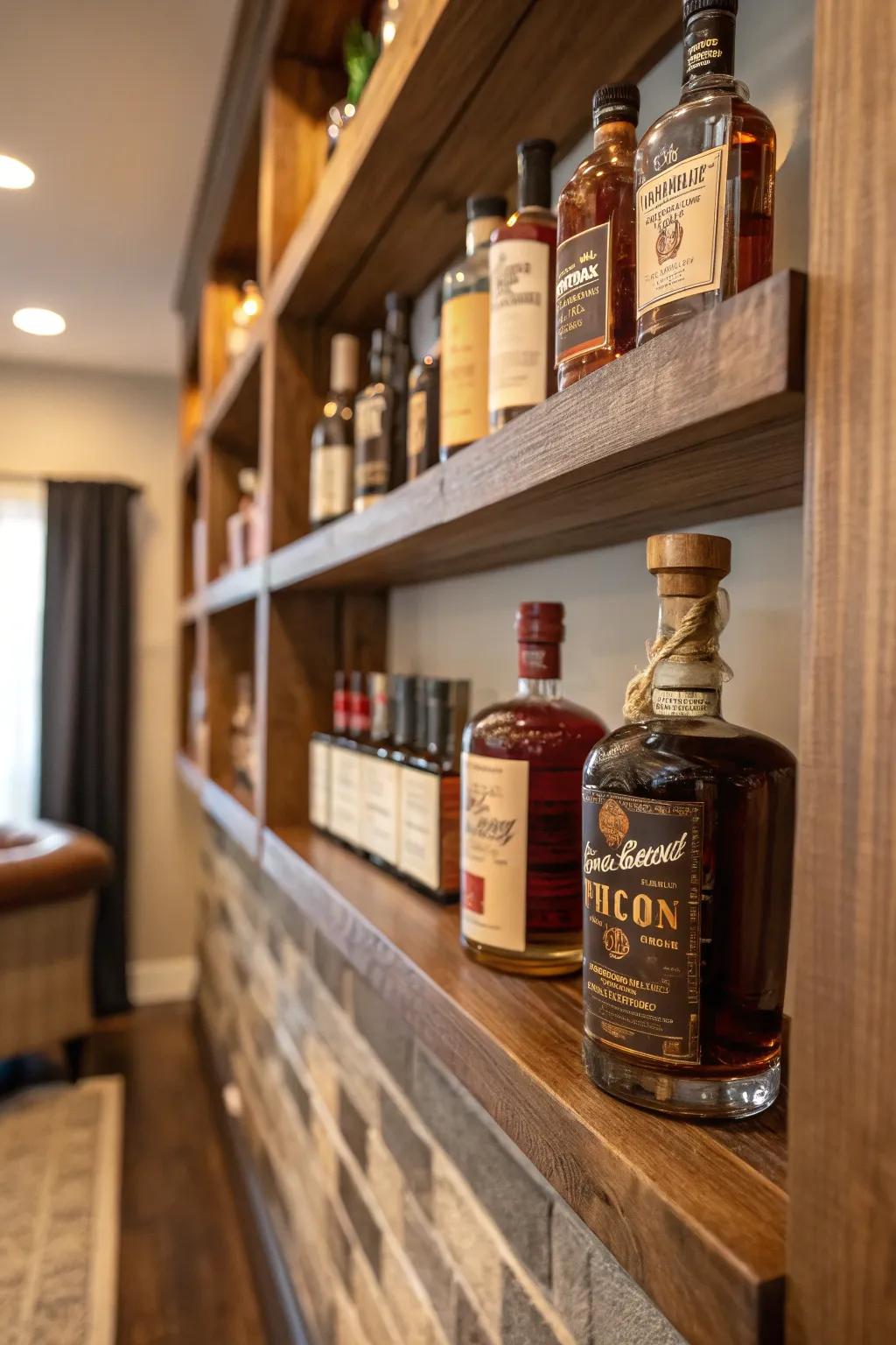 Country wall-mounted displays add rustic charm to your nectar showcase.