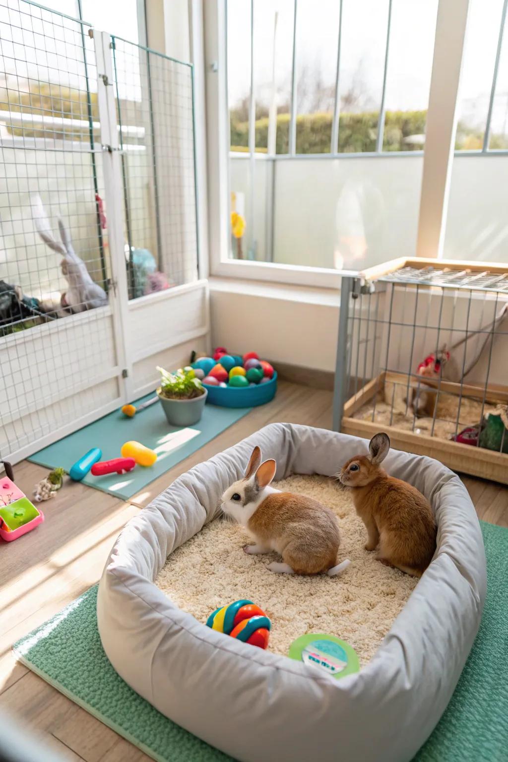 A roomy indoor rabbit enclosure that encourages plenty of movement.