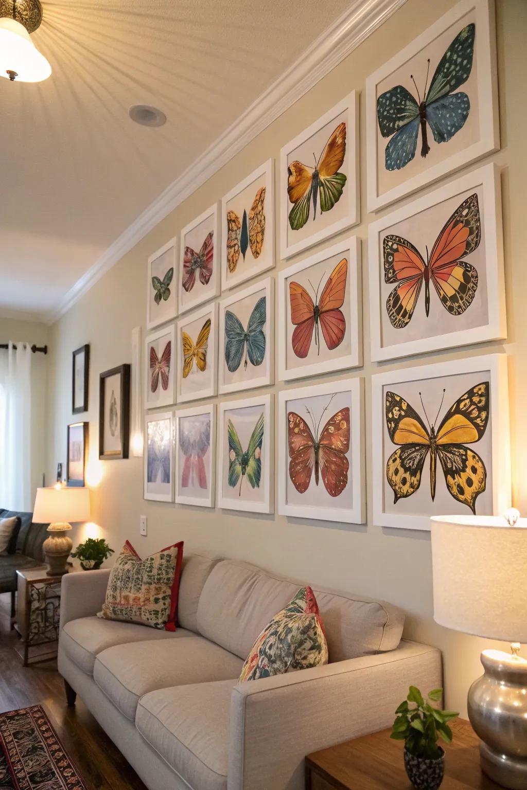 Make a bold statement using butterfly wall art.