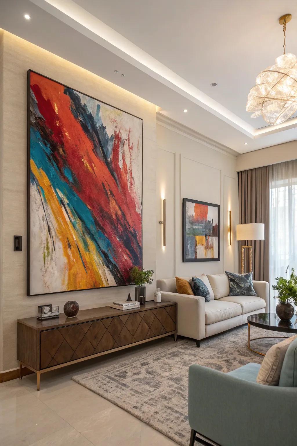 Bold abstract art can transform any room with its energy and style.