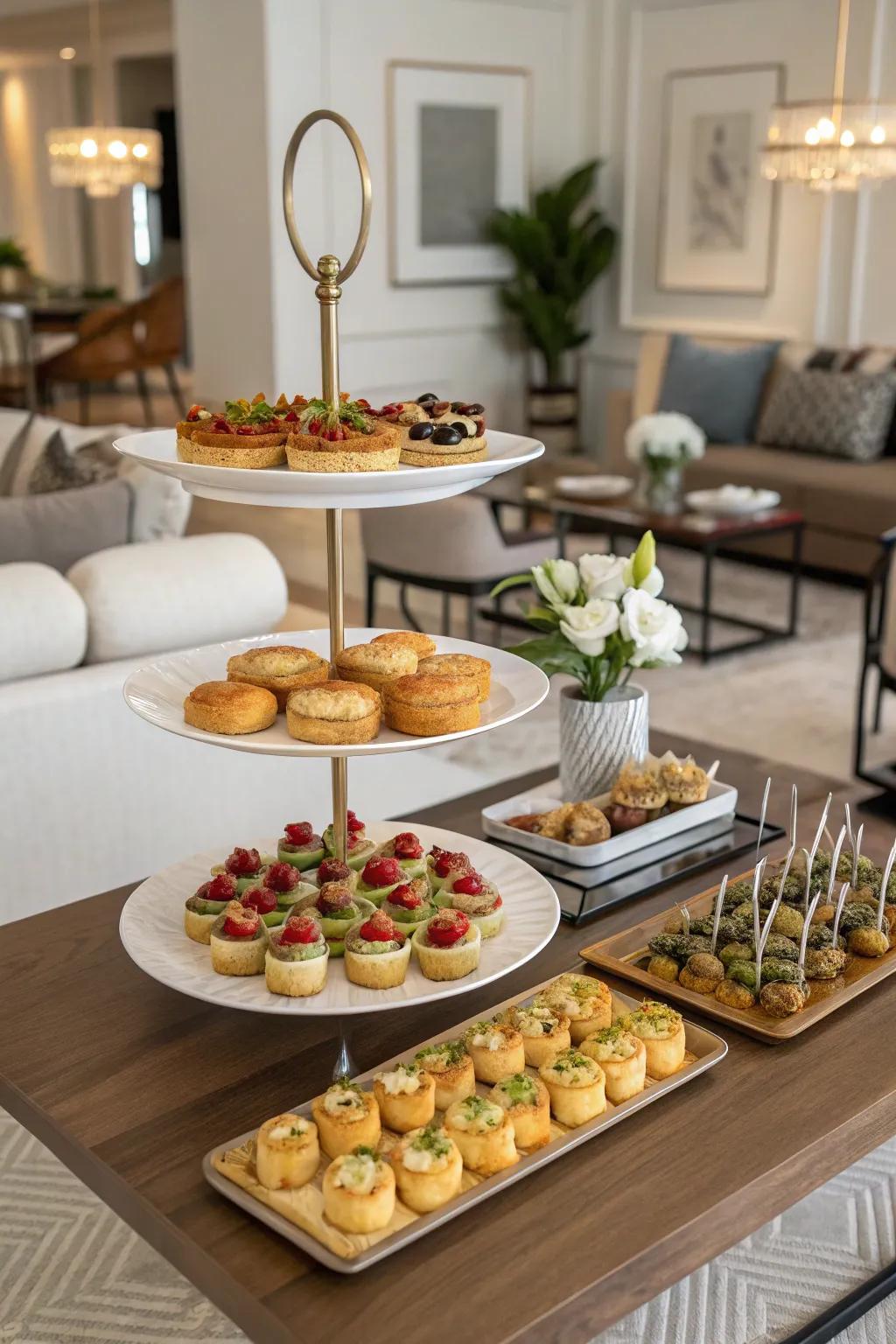 Multi-level stands give height and sophistication to any event table.