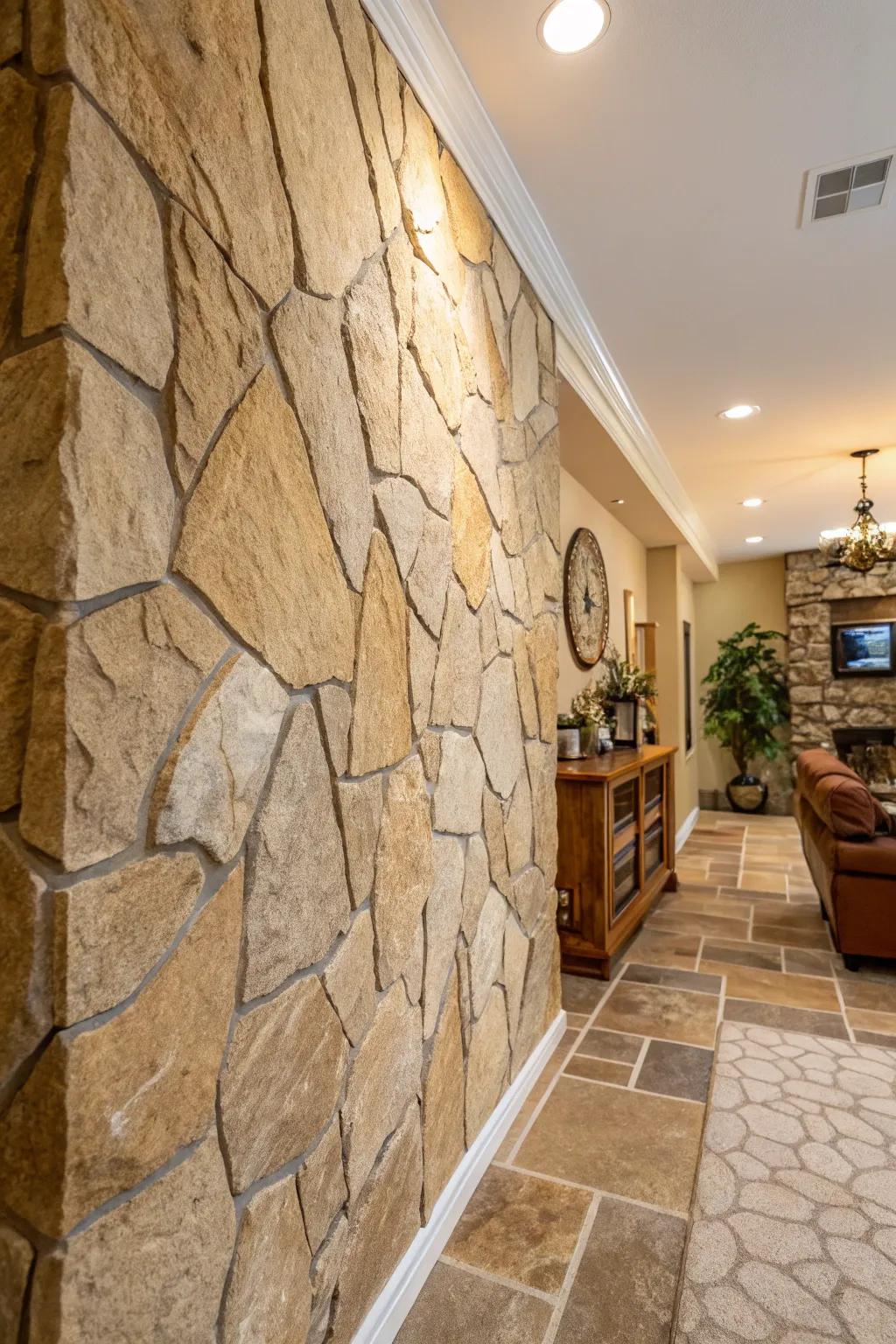 Stone and rock finishes contribute to a natural cave-like atmosphere.