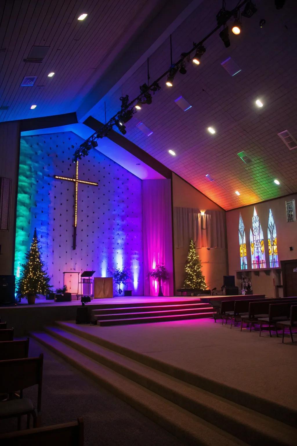 LED lights can effortlessly transform the mood of your worship platform.