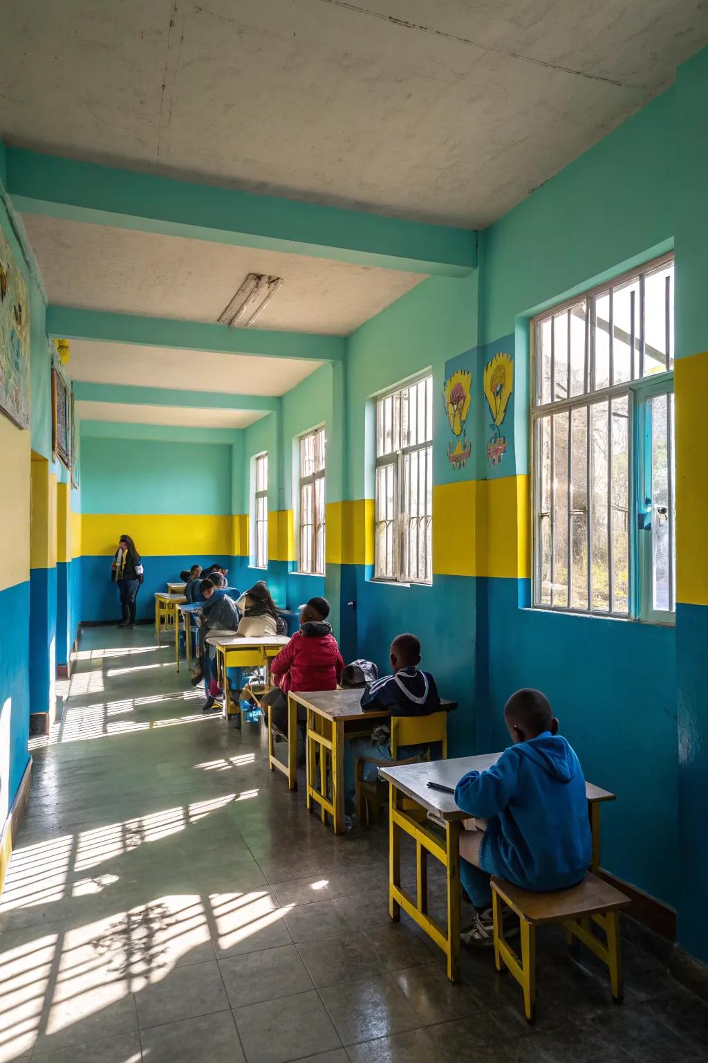 Vibrant colors breathe vitality into studying zones.