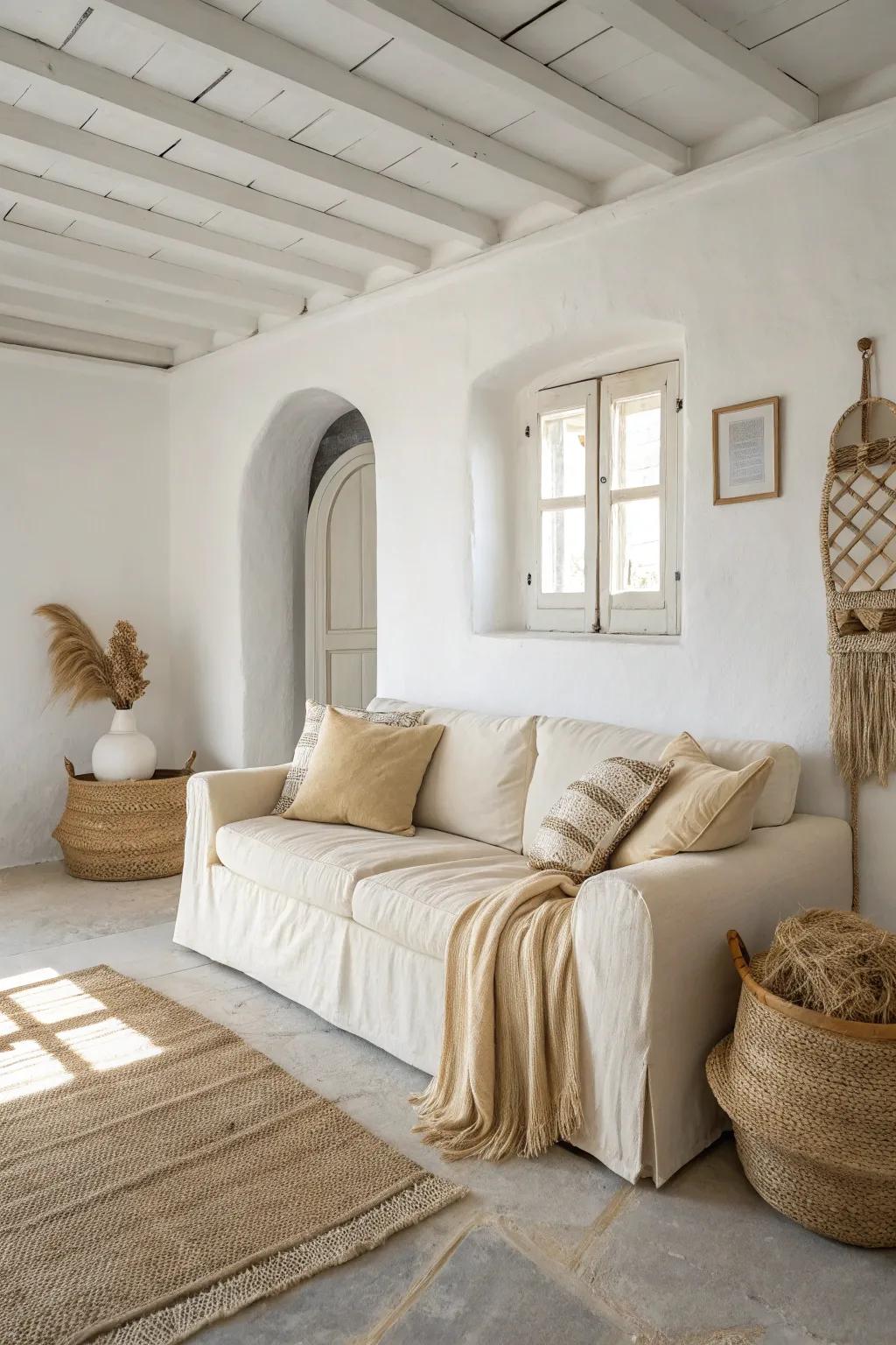 A neutral palette is the perfect beginning for a coastal chic atmosphere.