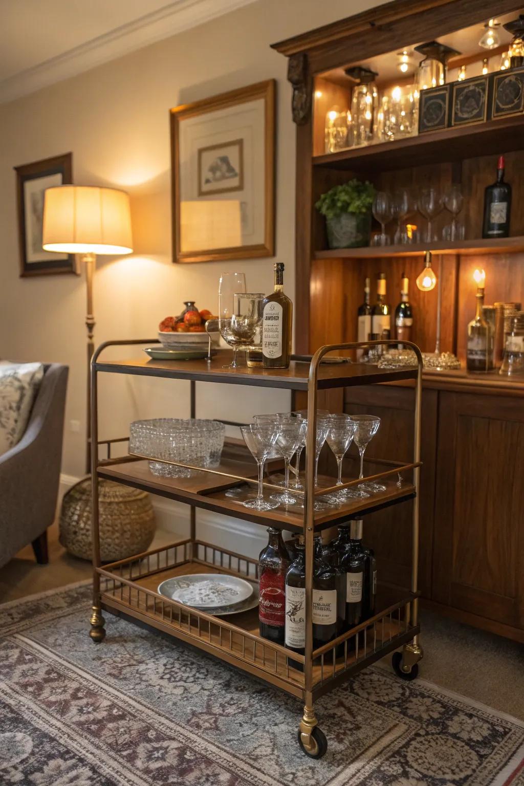 With a vintage-inspired bar arrangement, travel back in time.