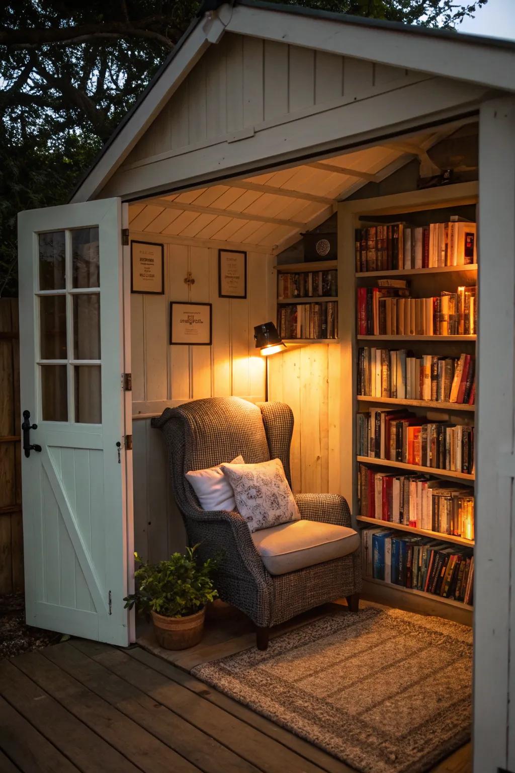 Redesign your shed into a serene escape for reading.