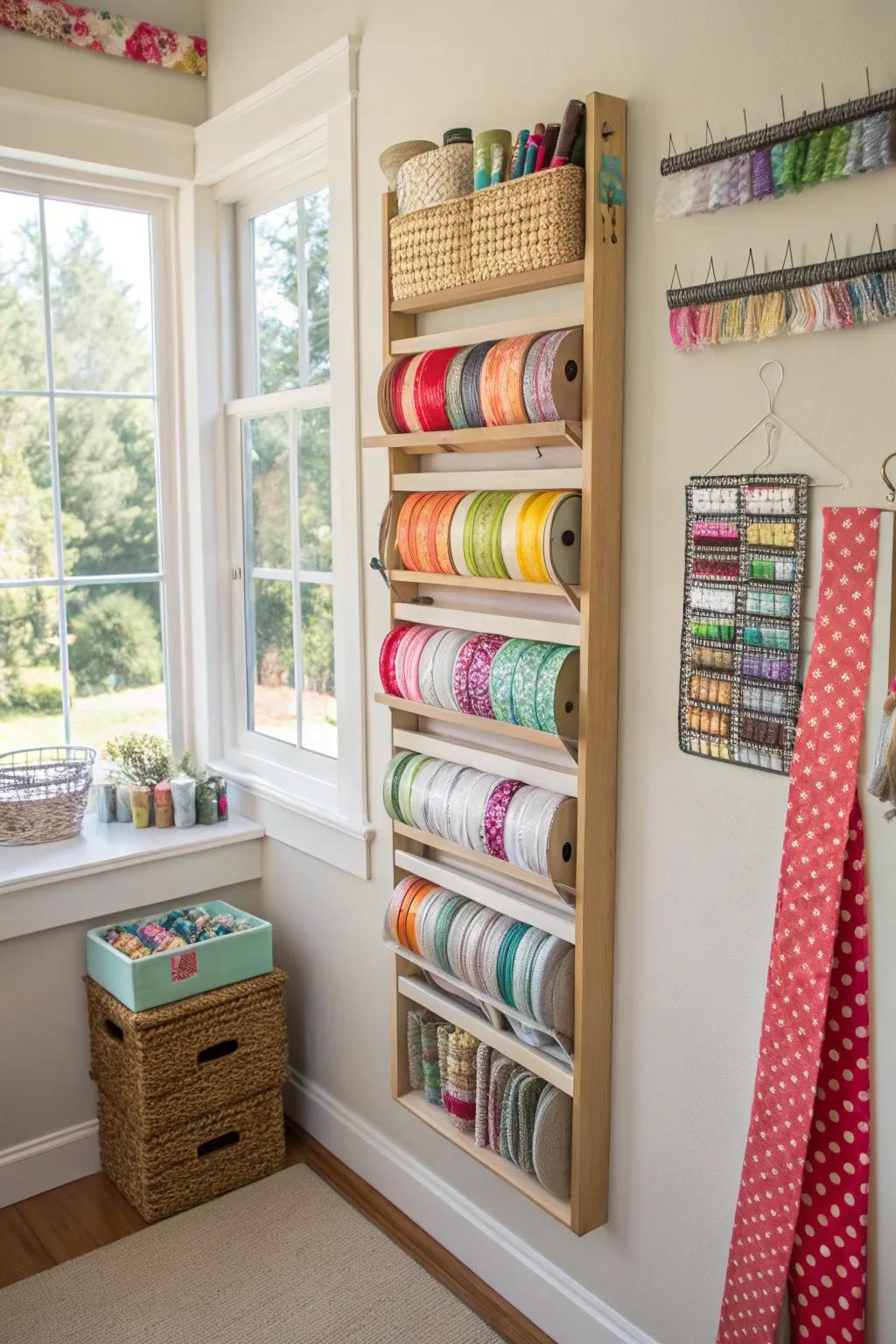 Upright storage solutions take advantage of restricted spaces.