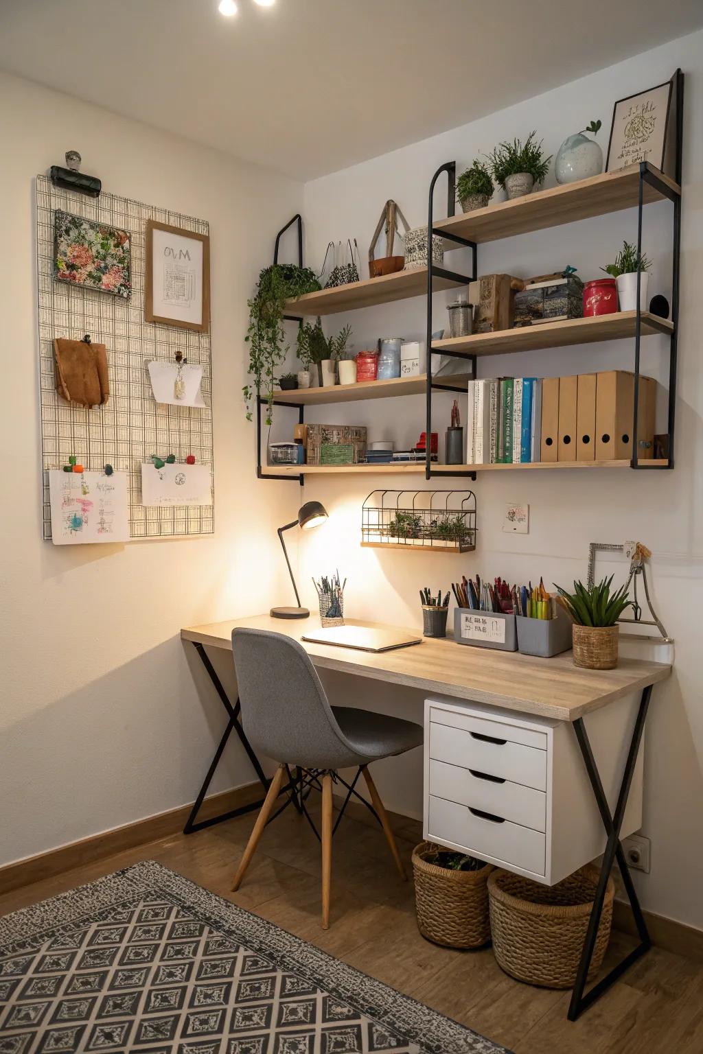 Maximize your cubicle's potential with smart shelving.