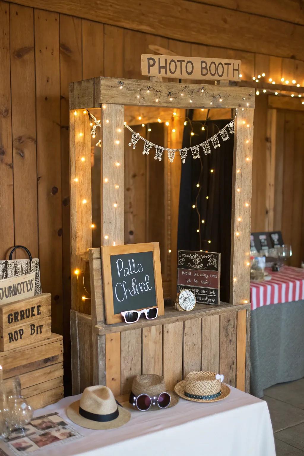 An inviting and enchanting photo corner arrangement with rustic components.