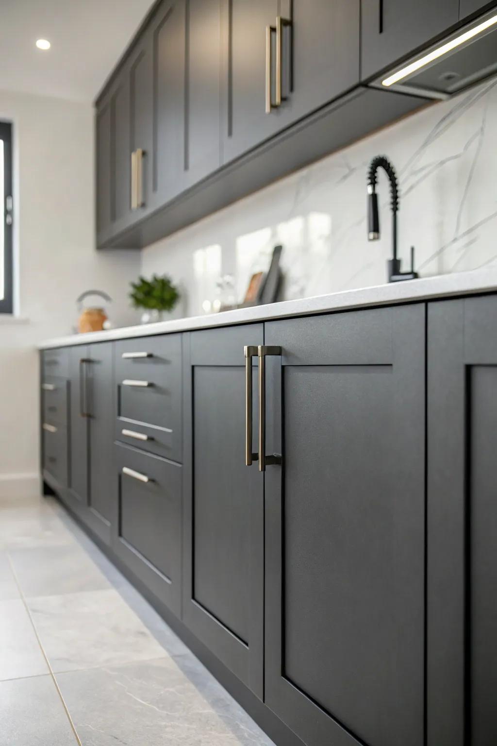 Moderate kitchen with profound shadow-toned units making a spotless and quiet climate.