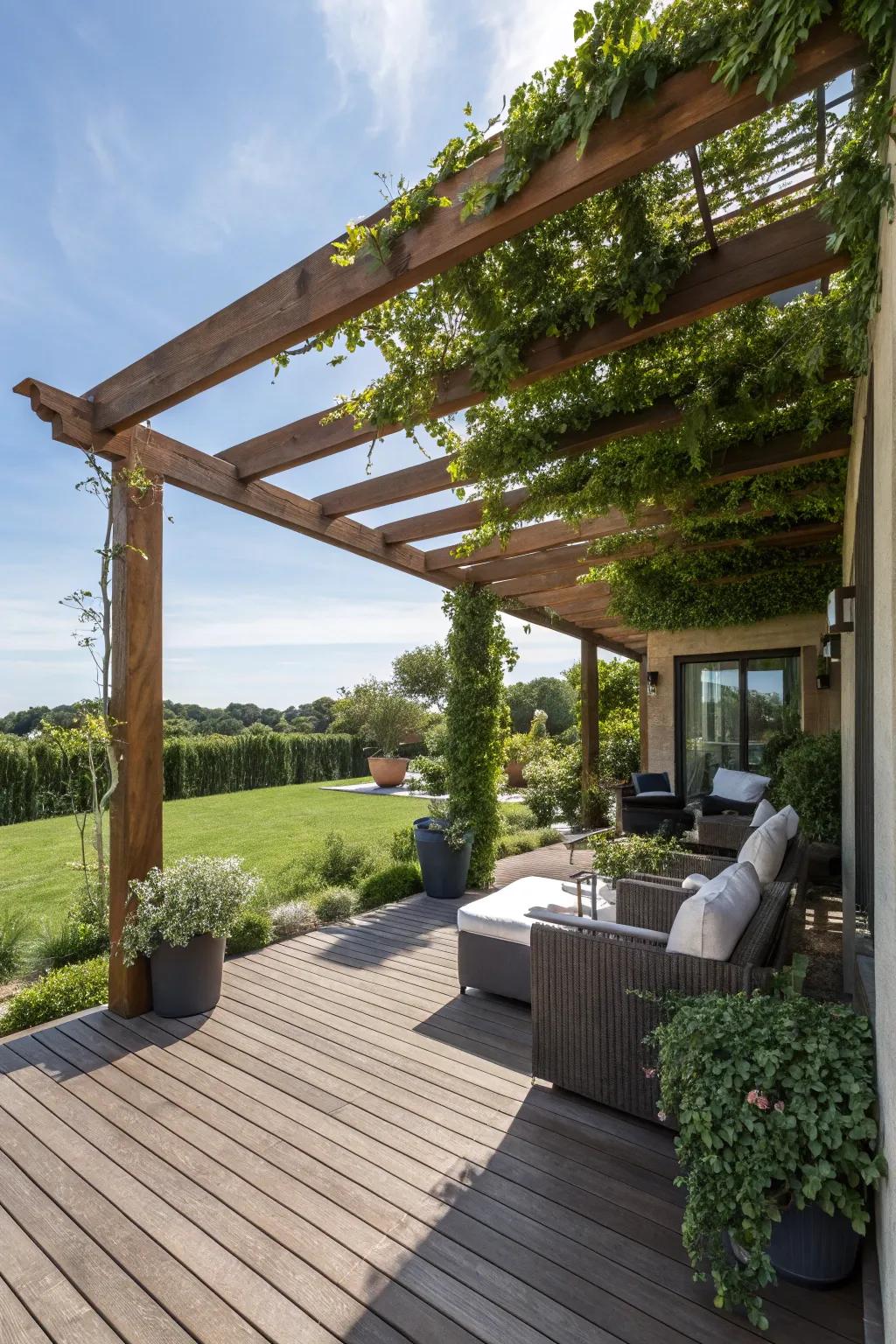 Pergolas combine sophistication and shade, ideal for any deck.