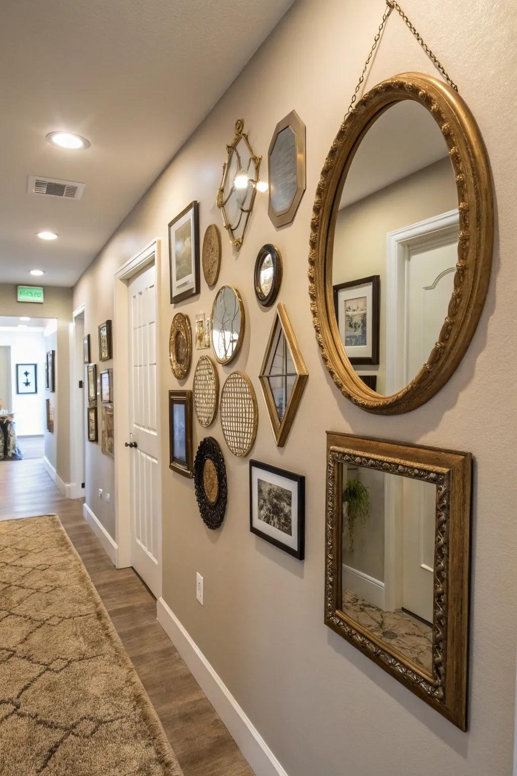 A diverse mirror exhibition breathes vitality into a mundane corridor.
