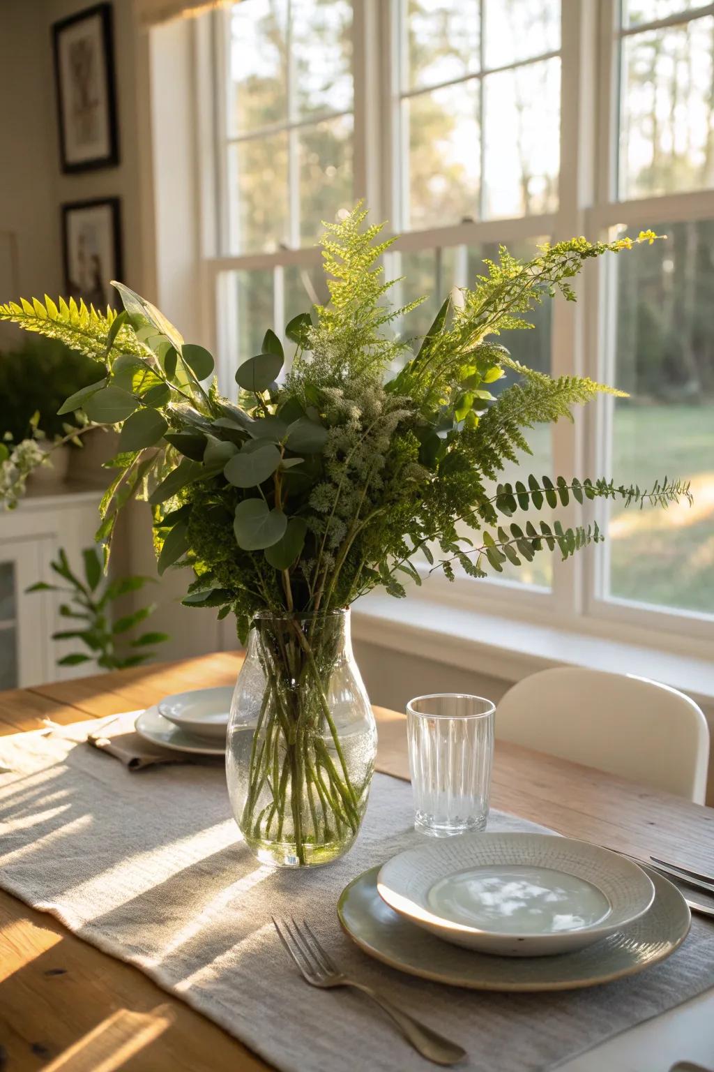 Vibrant and alive: Fresh greenery injects vitality into your dining area.