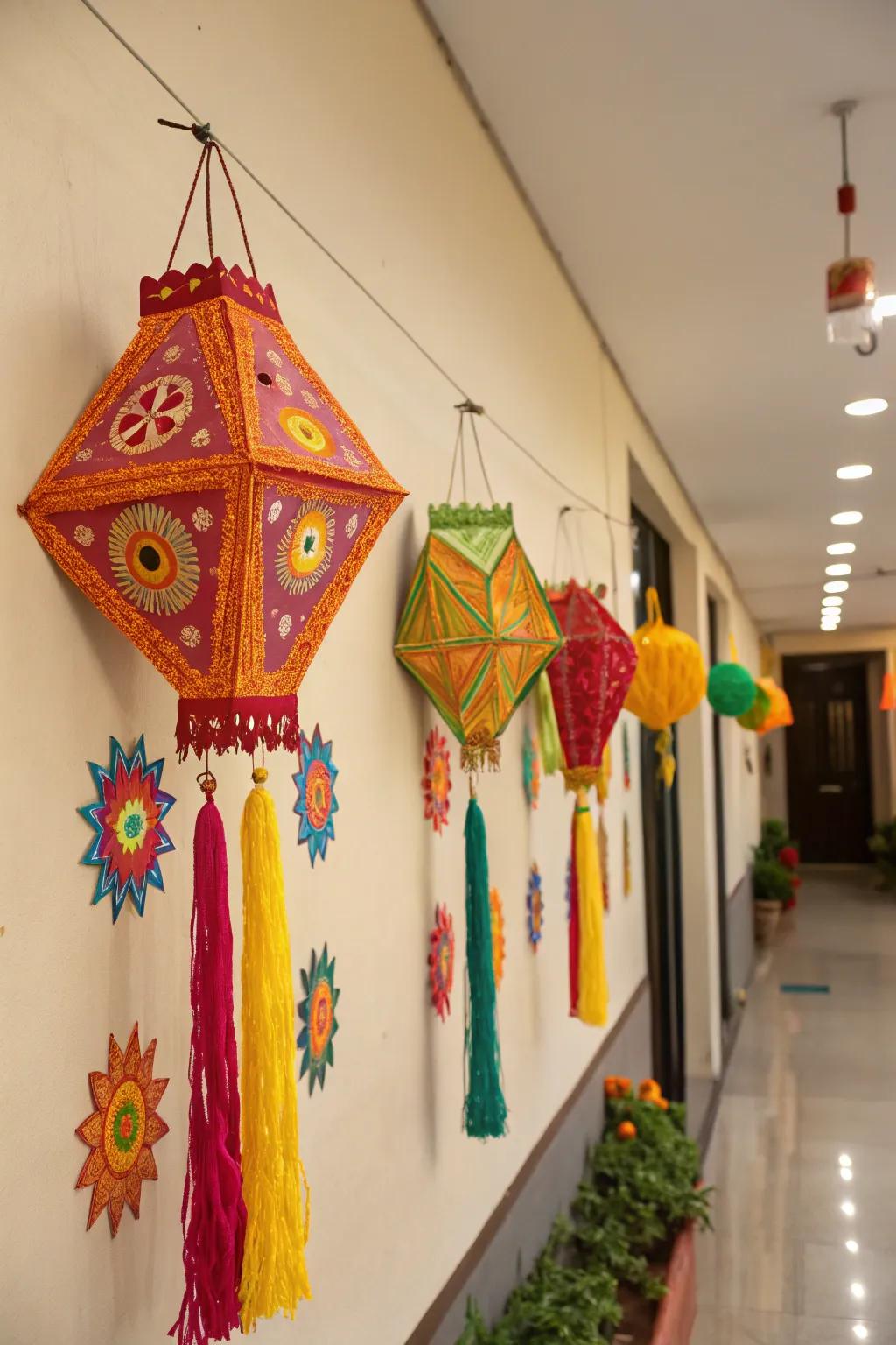 Handmade wall ornaments include a unique element to Diwali decorations.