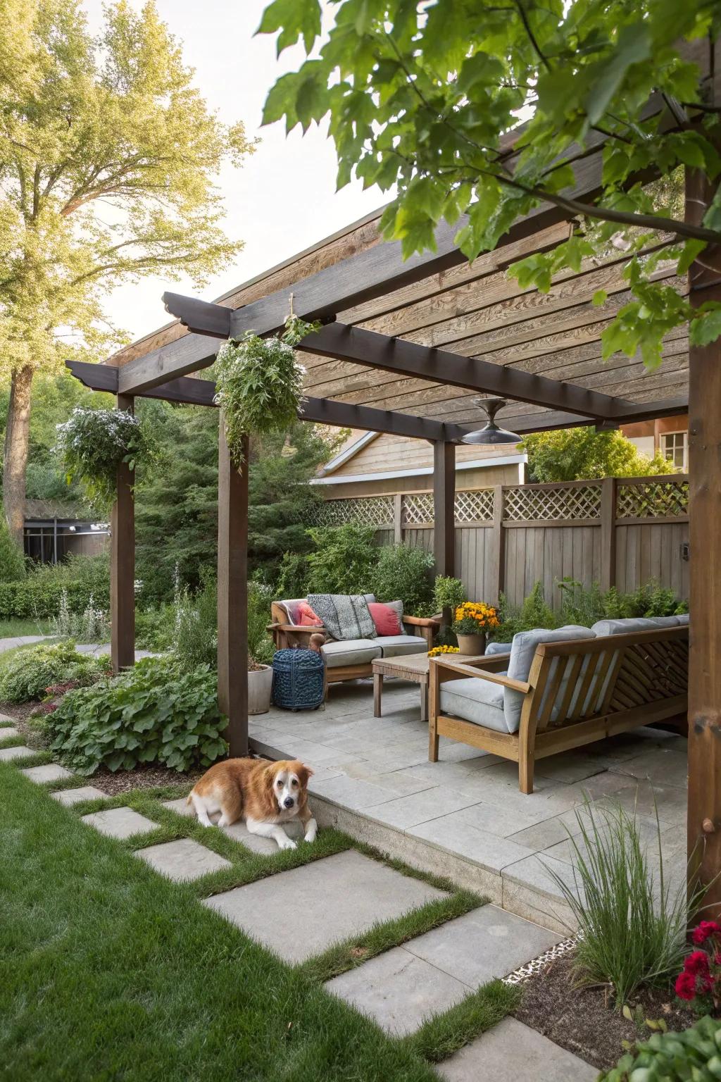 Craft a cool escape with shaded corners for your furry buddy.