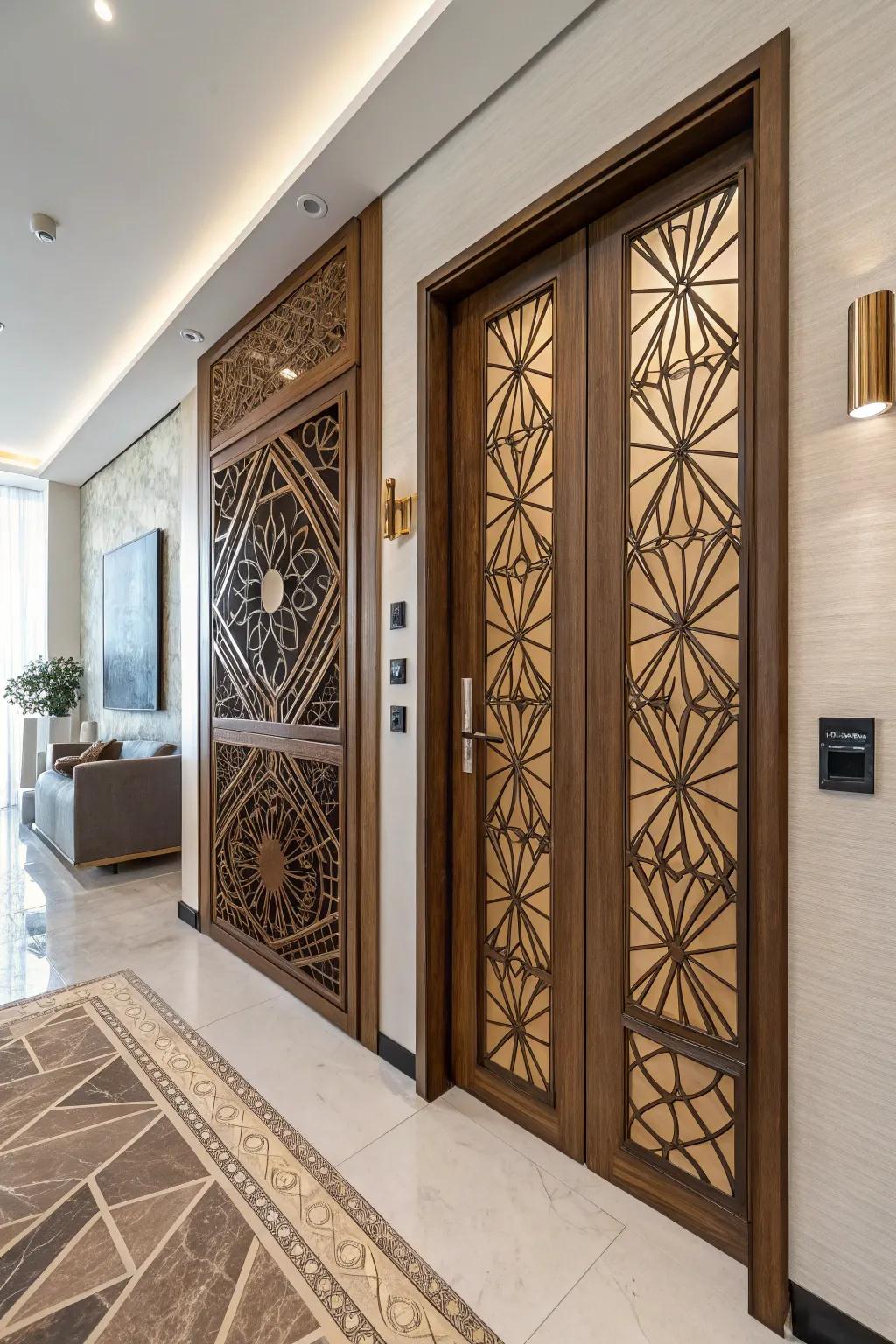 A modern take with handcrafted geometric wood inlays.