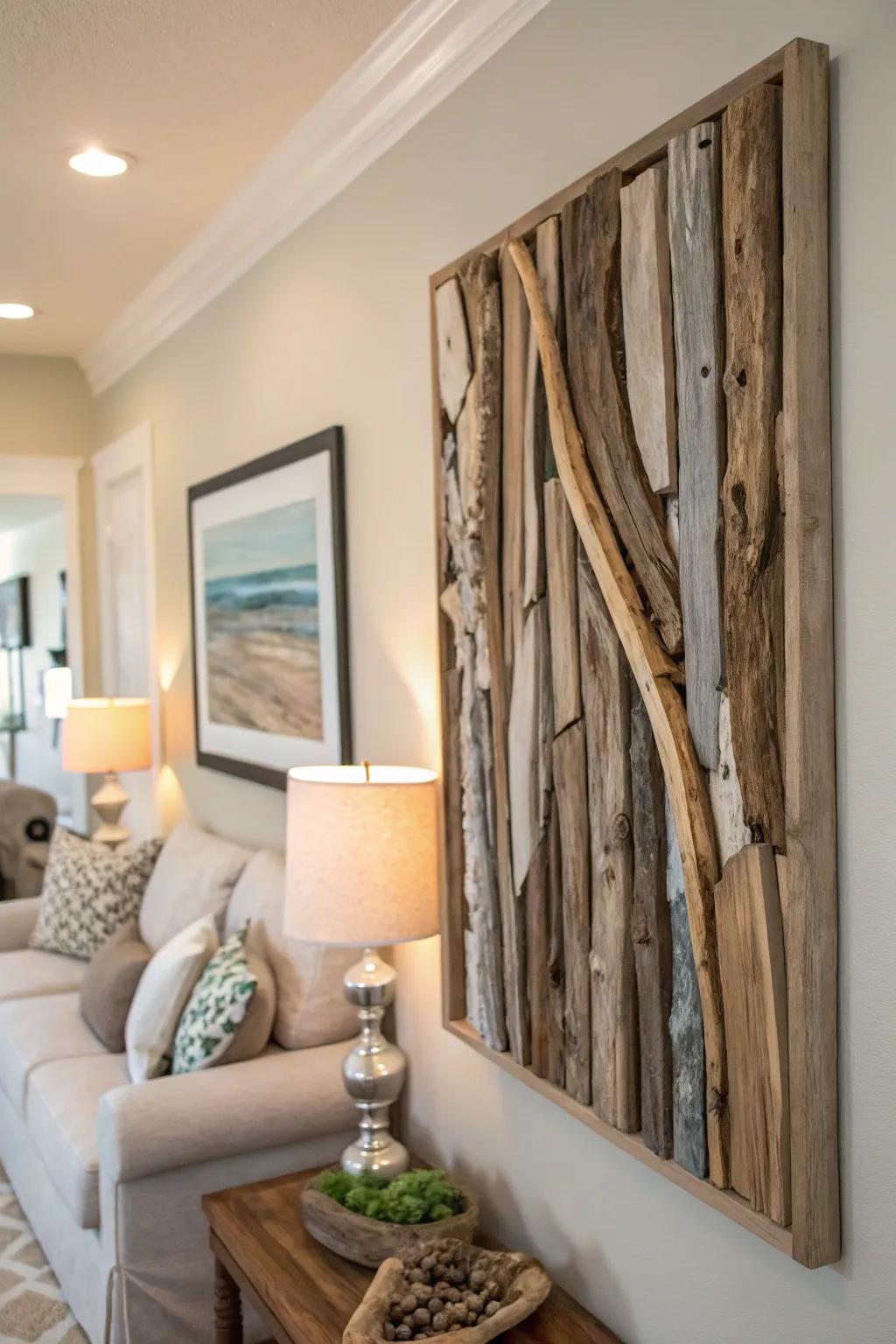 Seaside timber wall decor introduces a natural essence to any setting.