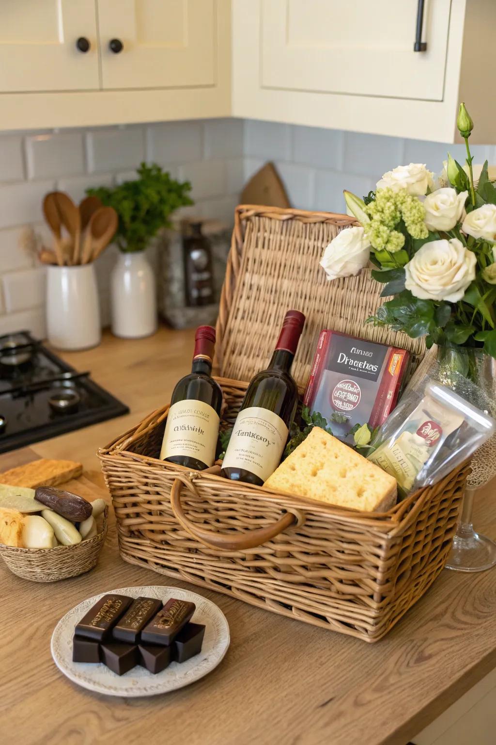 Treat yourself to a gourmet basket filled with delightful indulgences.
