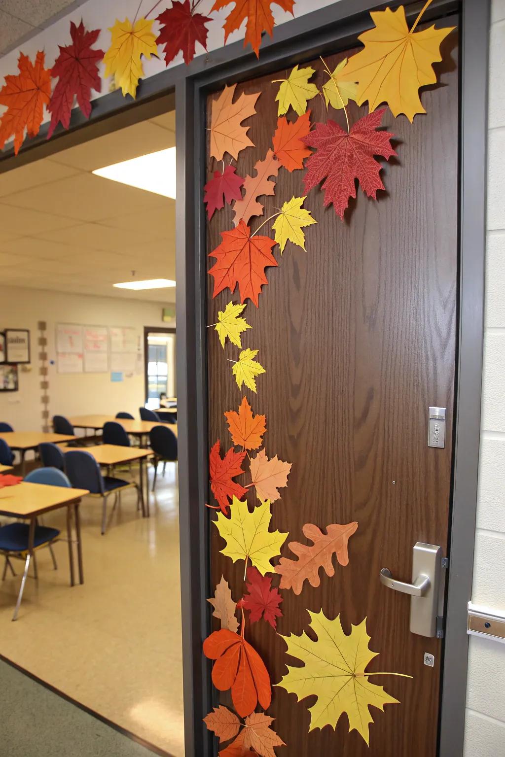 An explosion of autumn foliage heralds the season within your learning space.